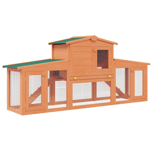 vidaXL Large Rabbit Hutch Small Animal House Pet Cage with Roofs Wood