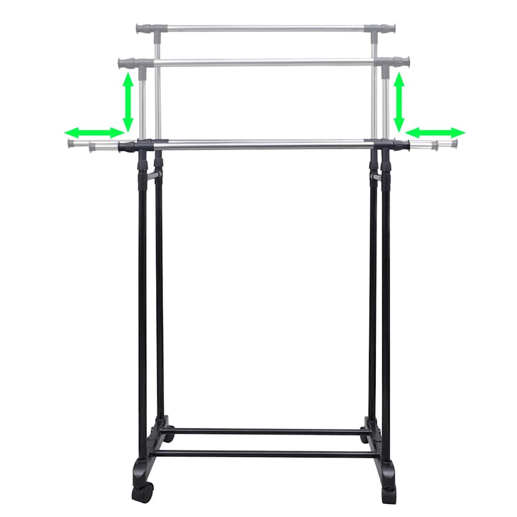 vidaXL Clothes Rack | Black and Silver | Stainless Steel, PP Plastic