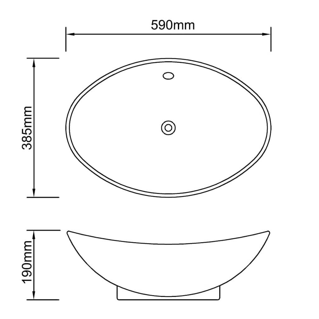 vidaXL Luxury Ceramic Basin Oval with Overflow 59 x 38.5 cm
