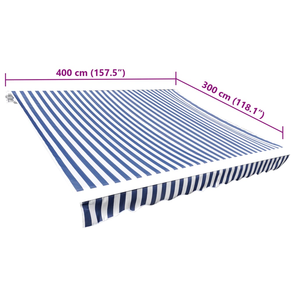 vidaXL Awning Replacement Fabric Blue and White 400x300 cm Polyester