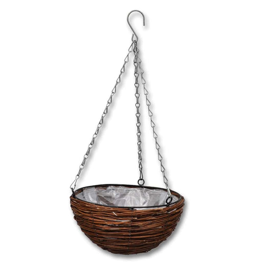 vidaXL Hanging Round Willow Basket 4 pcs with Liner & Chain