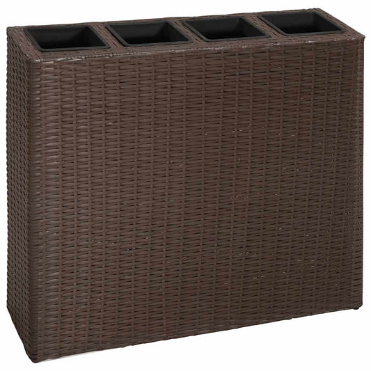 41085 vidaXL Garden Raised Bed with 4 Pots Poly Rattan Brown