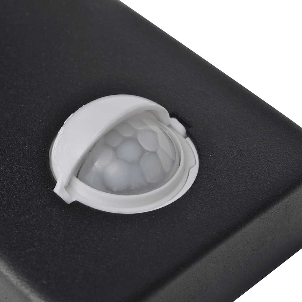 vidaXL LED Wall Lamp Stainless Steel Cylinder Shape Black with Sensor