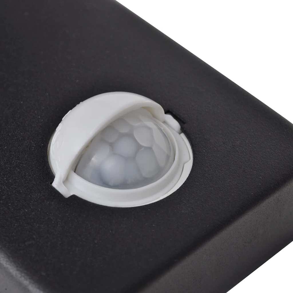 vidaXL LED Wall Lamp Stainless Steel Cylinder Shape Black with Sensor