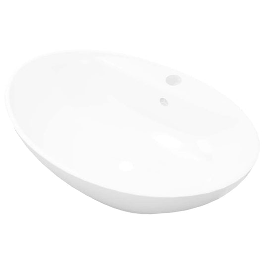 140678 Luxury Ceramic Basin Oval with Overflow and Faucet Hole