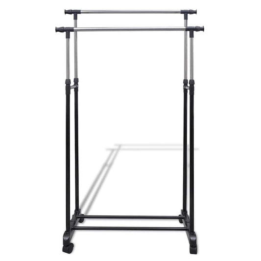 vidaXL Adjustable Clothes Racks 2 pcs 2 Hanging Rails