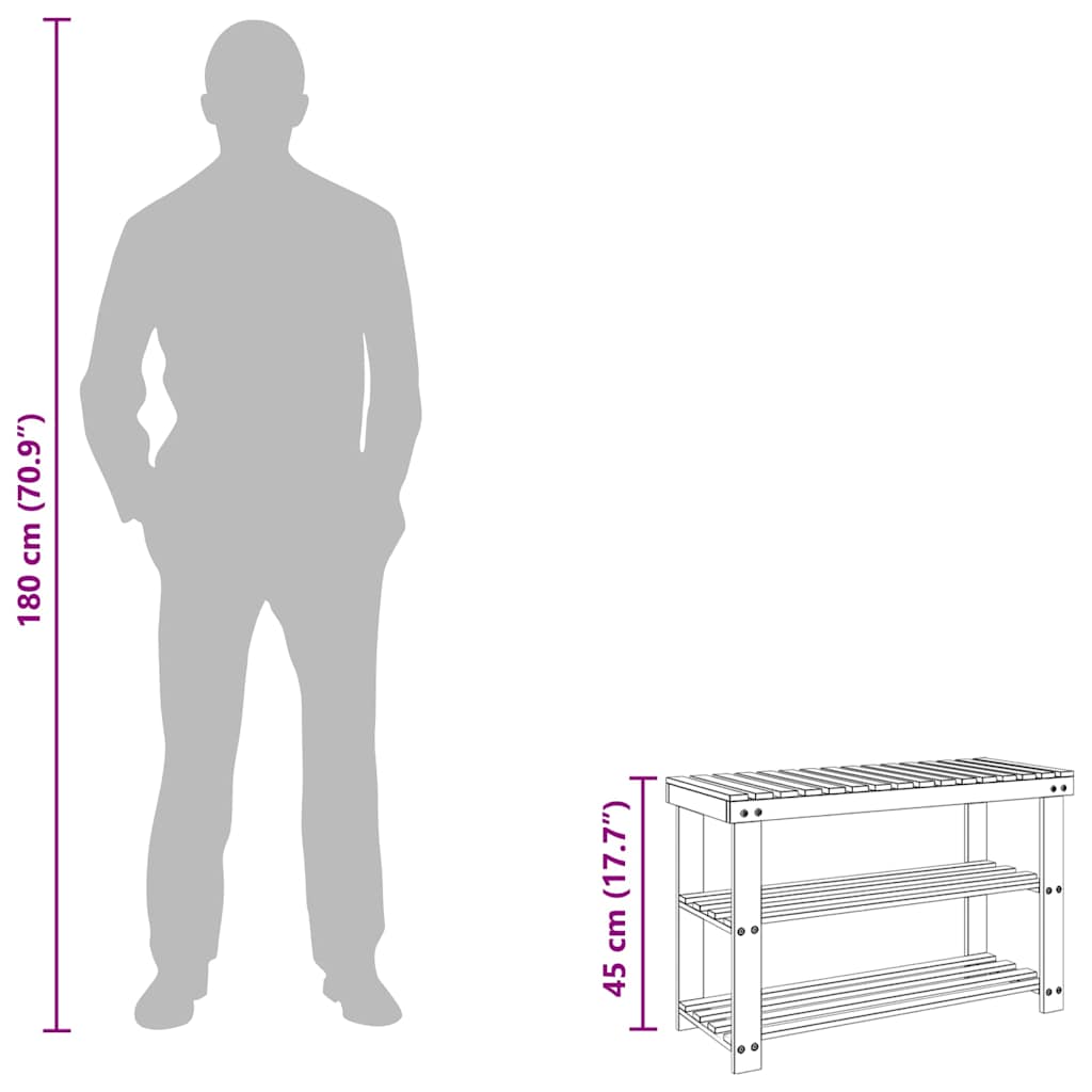 vidaXL 2-in-1 Shoe Rack with Bench Top Solid Fir Wood