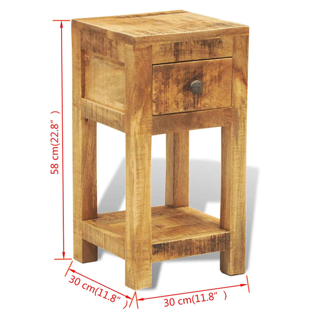 vidaXL Side Table | Natural Wood | Solid Mango Wood | Compact | Square
