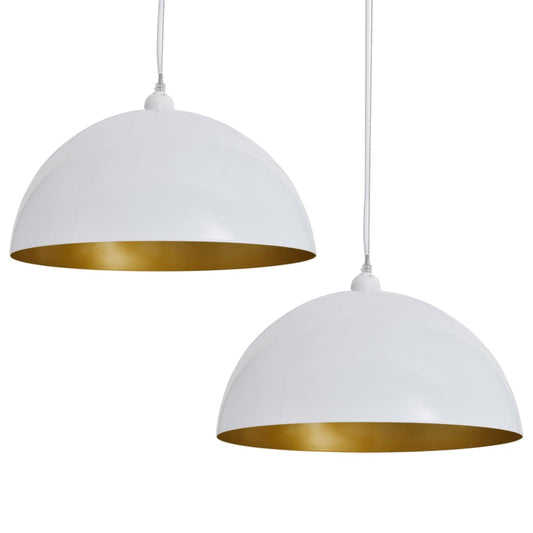 vidaXL Ceiling Lamp 2 pcs Height-adjustable Semi-spherical White