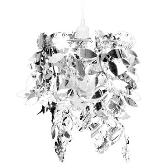 vidaXL Leaves Paillette Pendant Chandelier Lamp 21.5 x 30 cm Silver