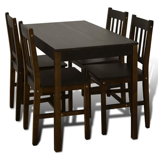 241221 Wooden Dining Table with 4 Chairs Brown