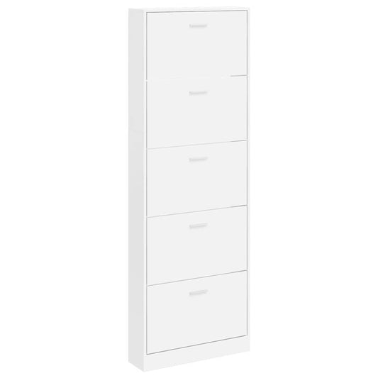 vidaXL White Wooden Shoe Cabinet with 5 Compartments
