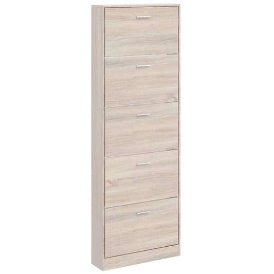 241241 Oak Look Wooden Shoe Cabinet with 5 Compartments