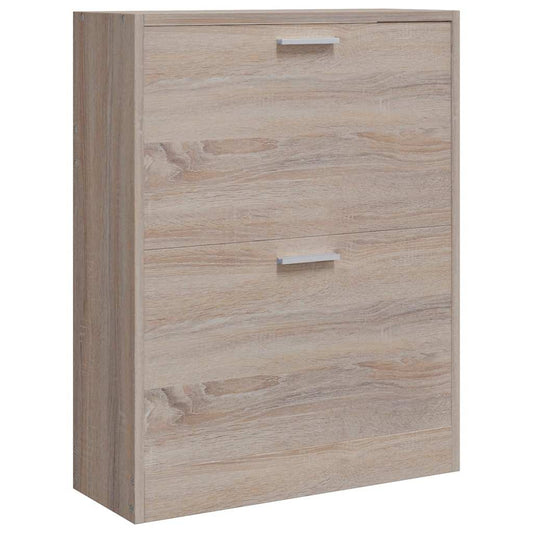 vidaXL Shoe Cabinet | Oak | Engineered wood, Plastic, Aluminium alloy | Medium