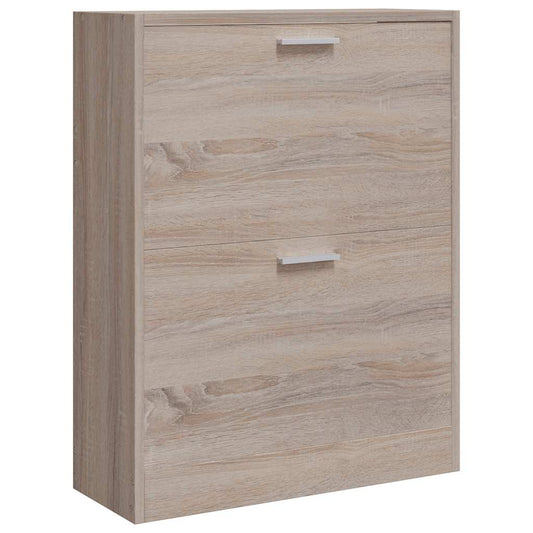 241243 Oak Look Wooden Shoe Cabinet with 2 Compartments