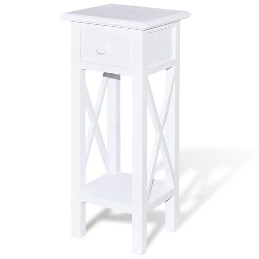 vidaXL Side Table with Drawer White
