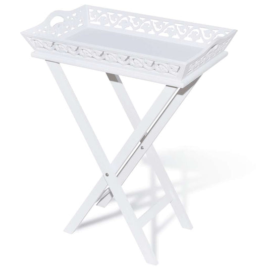 vidaXL Side Table with Tray White
