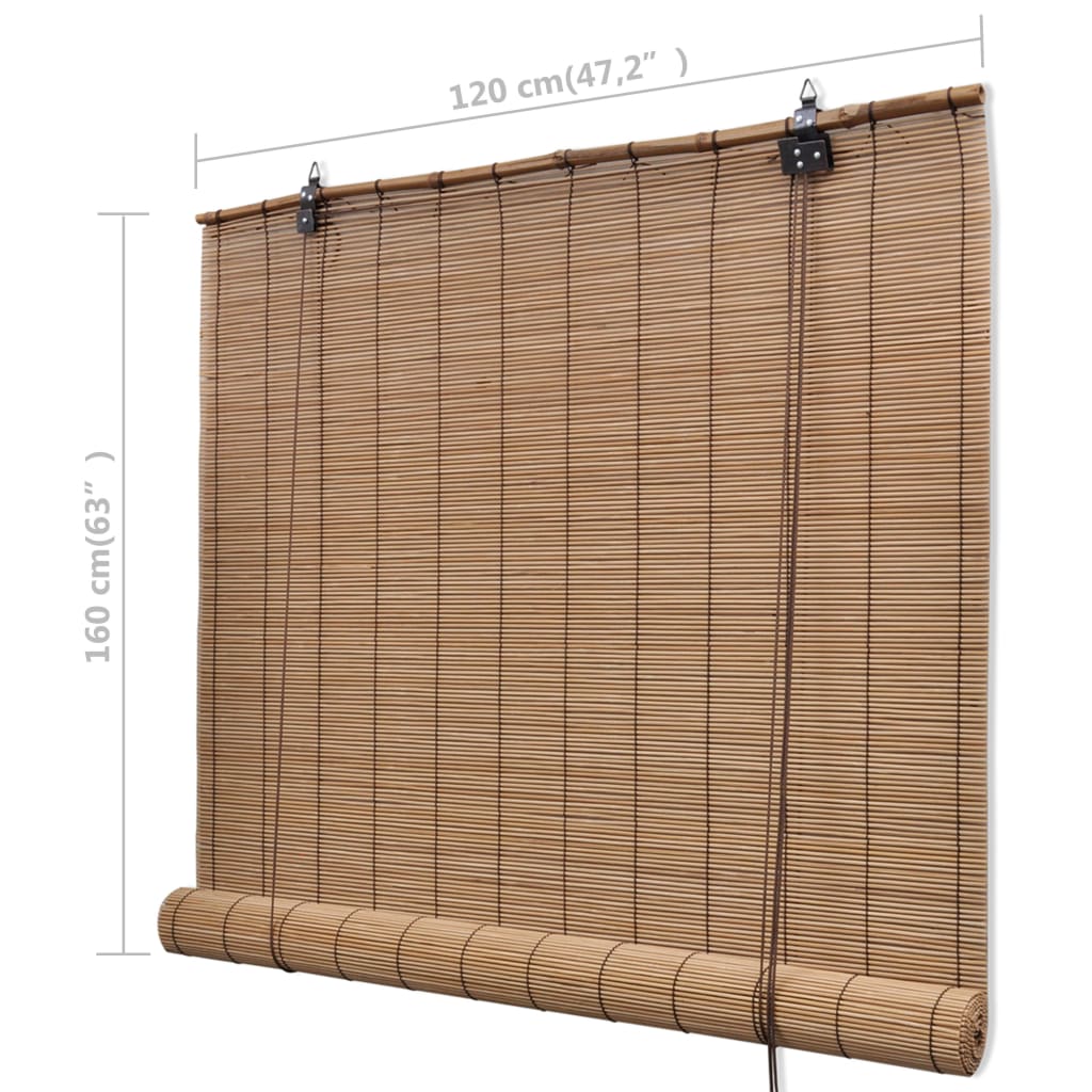 241328 Brown Bamboo Roller Blinds 120 x 160 cm