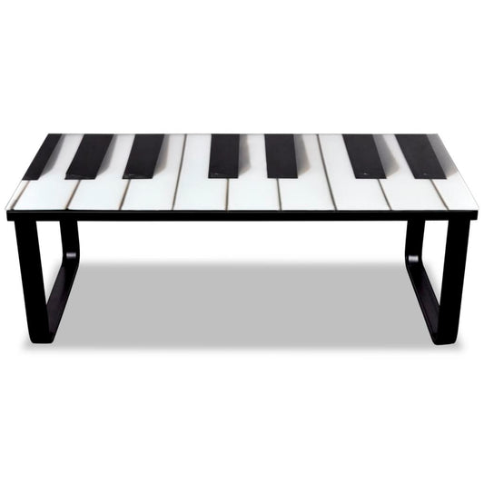 vidaXL Coffee Table | Black and White | Tempered Glass, Iron | Small | Modern