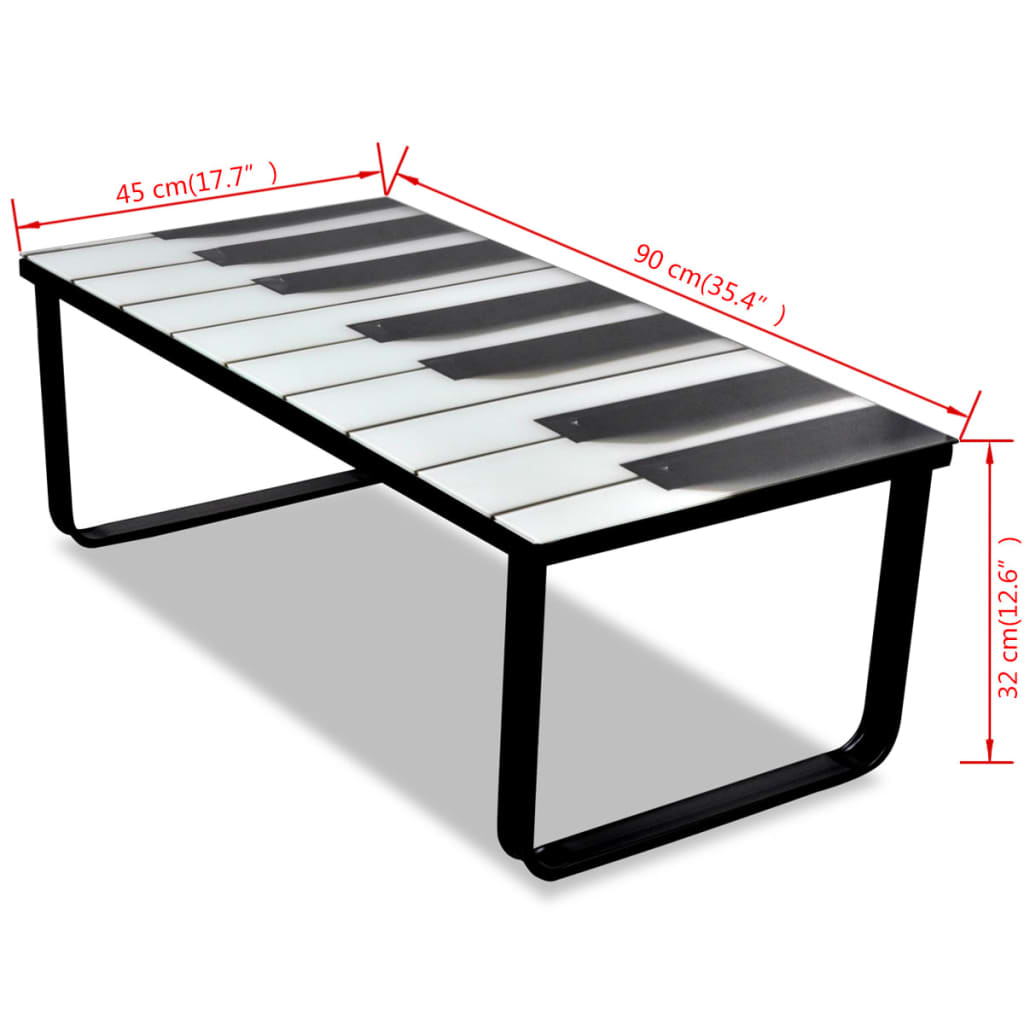 vidaXL Coffee Table | Black and White | Tempered Glass, Iron | Small | Modern