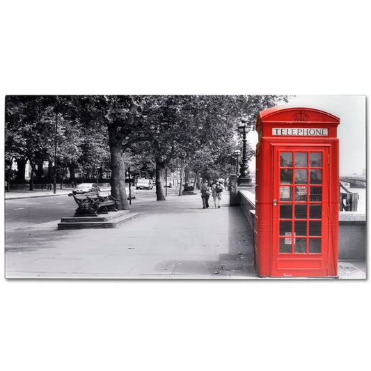 vidaXL Coffee Table with Telephone Booth Printing Glass Top