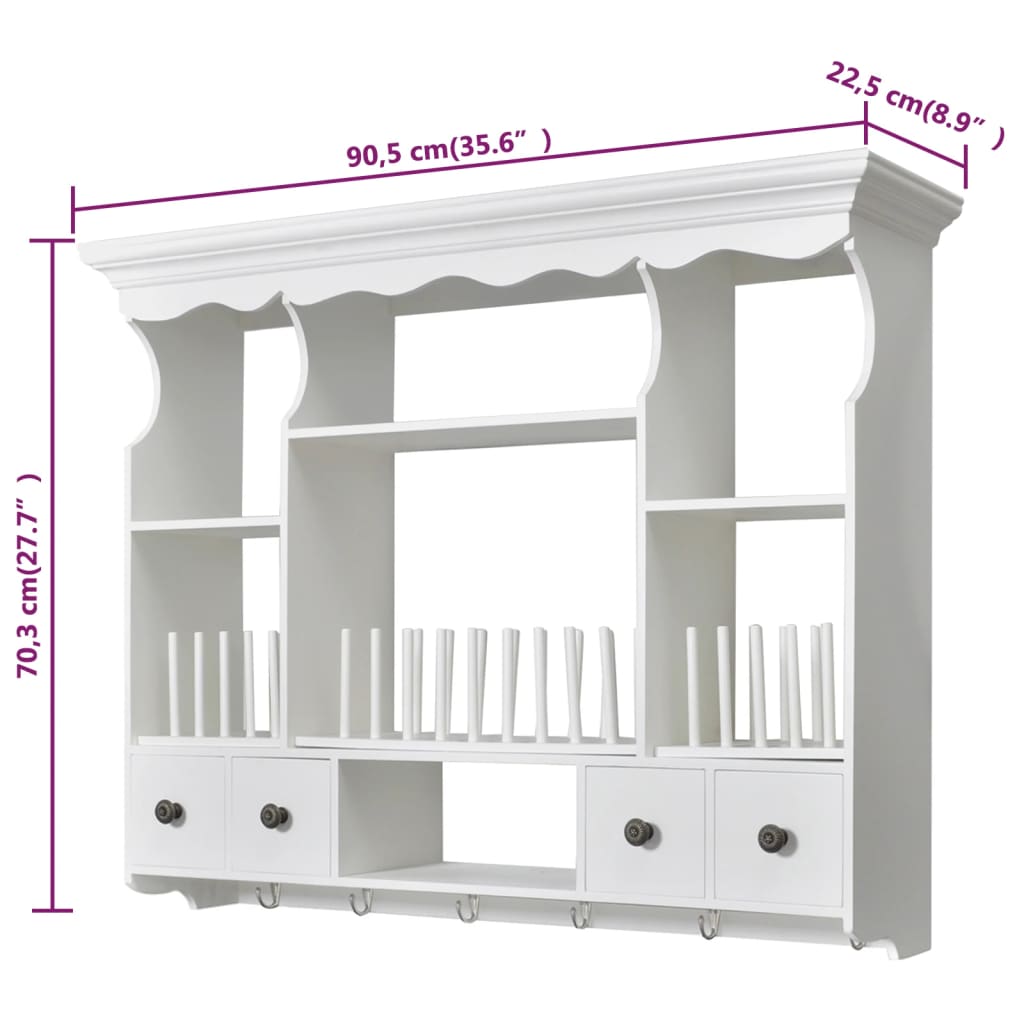241372 vidaXL Wooden Kitchen Wall Cabinet White