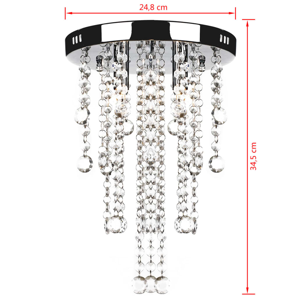 241382 White Metal Ceiling Lamp with Crystal Beads