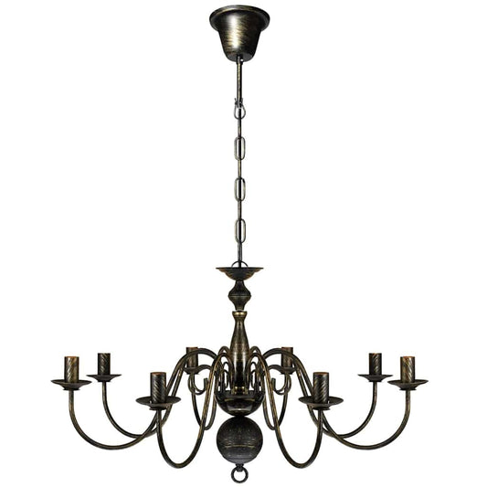 241384 Antique Black Metal Chandelier 8 x E14 Bulbs