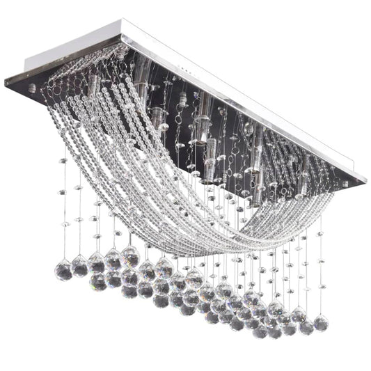 vidaXL Ceiling Lamp | White | Metal frame + crystal beads | Large