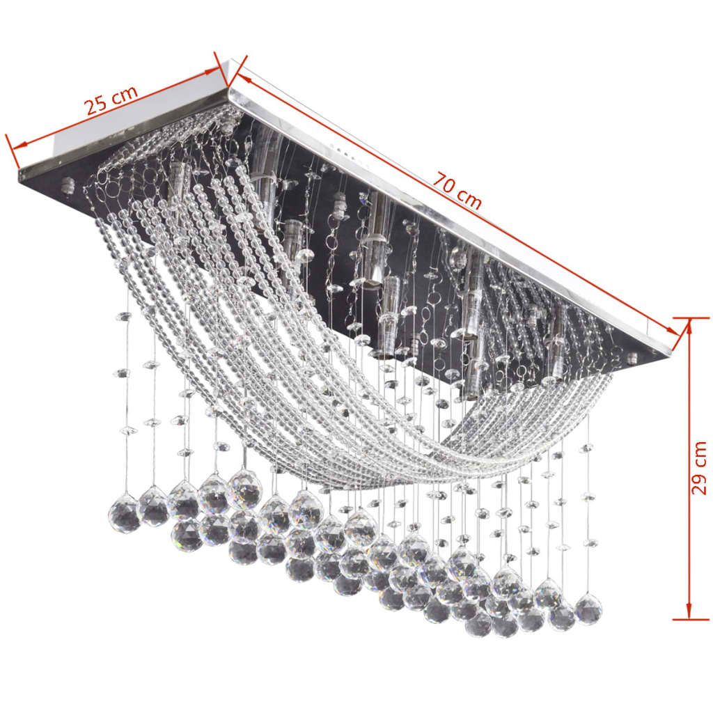 vidaXL Ceiling Lamp | White | Metal frame + crystal beads | Large
