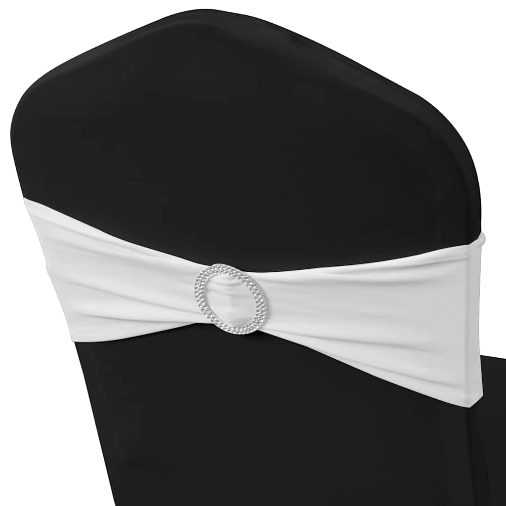 vidaXL 25 pcs White Stretchable Decorative Chair Band with Diamond Buckle