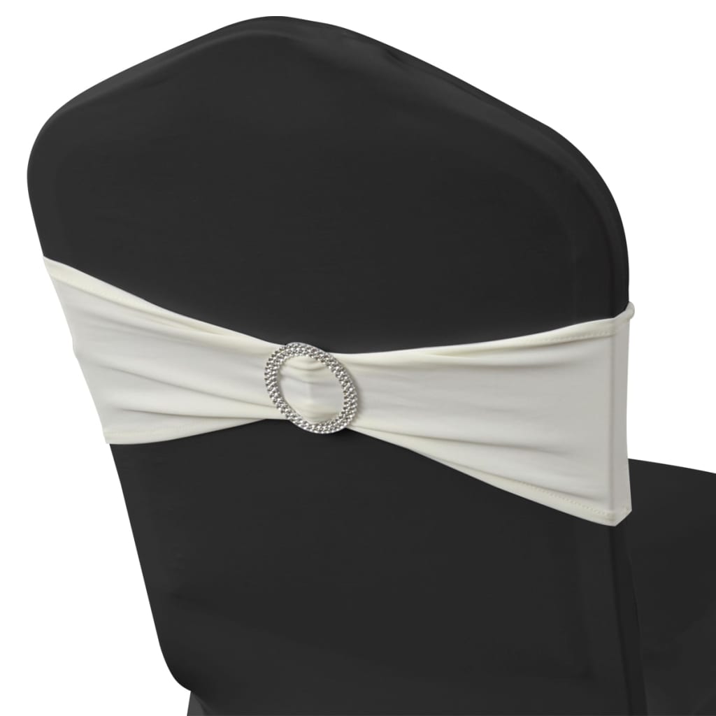 vidaXL 25 pcs Cream Stretchable Decorative Chair Band with Diamond Buckle
