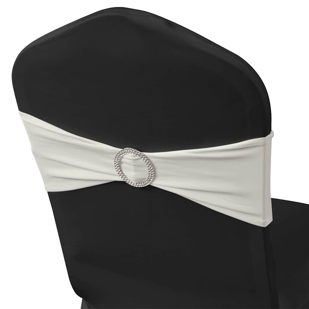 vidaXL 25 pcs Cream Stretchable Decorative Chair Band with Diamond Buckle