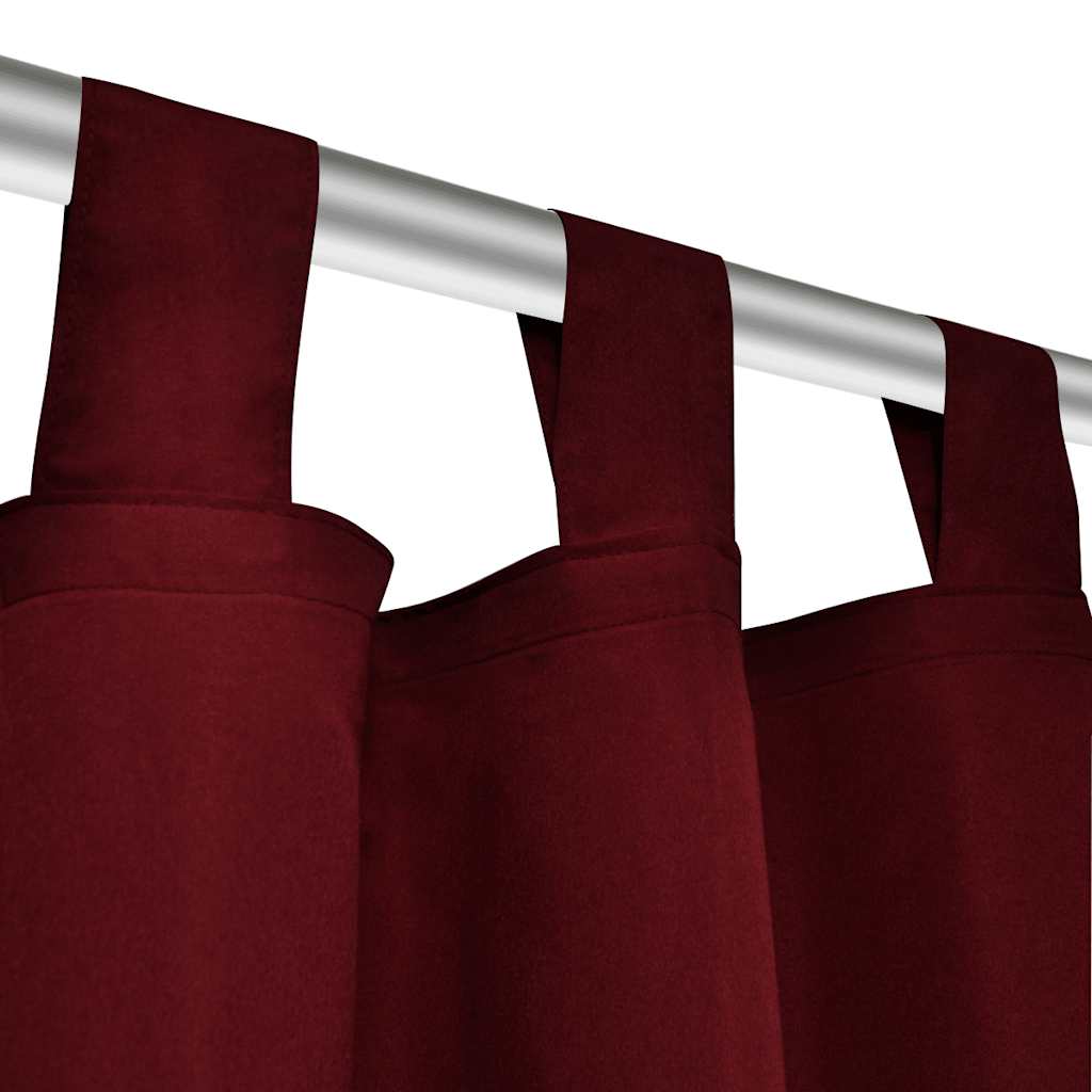 vidaXL 2 pcs Bordeaux Micro-Satin Curtains with Loops 140 x 225 cm