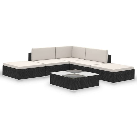vidaXL Patio Furniture | Black | Poly Rattan | Large | Removable Covers