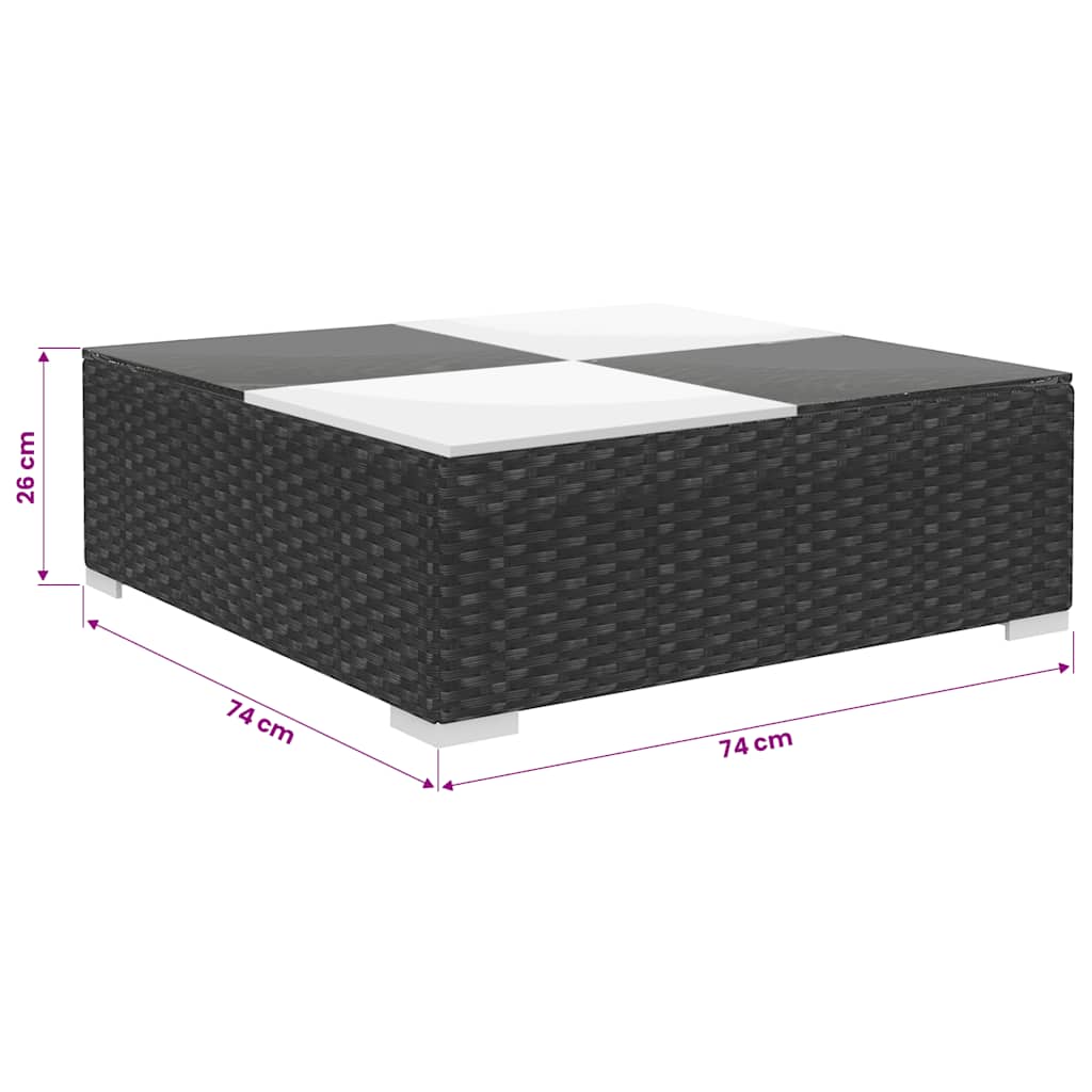 vidaXL 8 Piece Garden Lounge Set with Cushions Poly Rattan Black