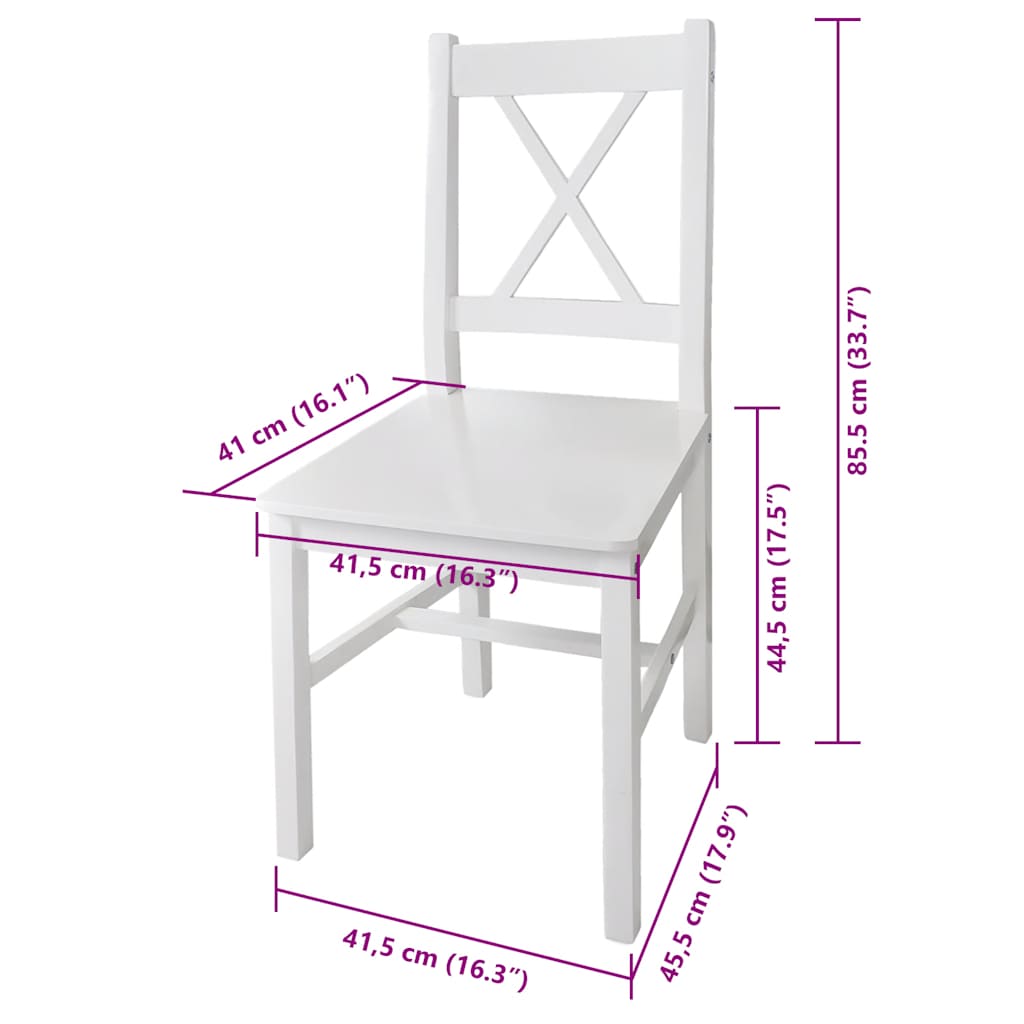 vidaXL Dining Chairs 4 pcs White Pinewood