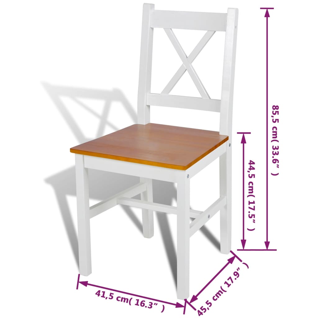 vidaXL Dining Chairs 4 pcs White Pinewood