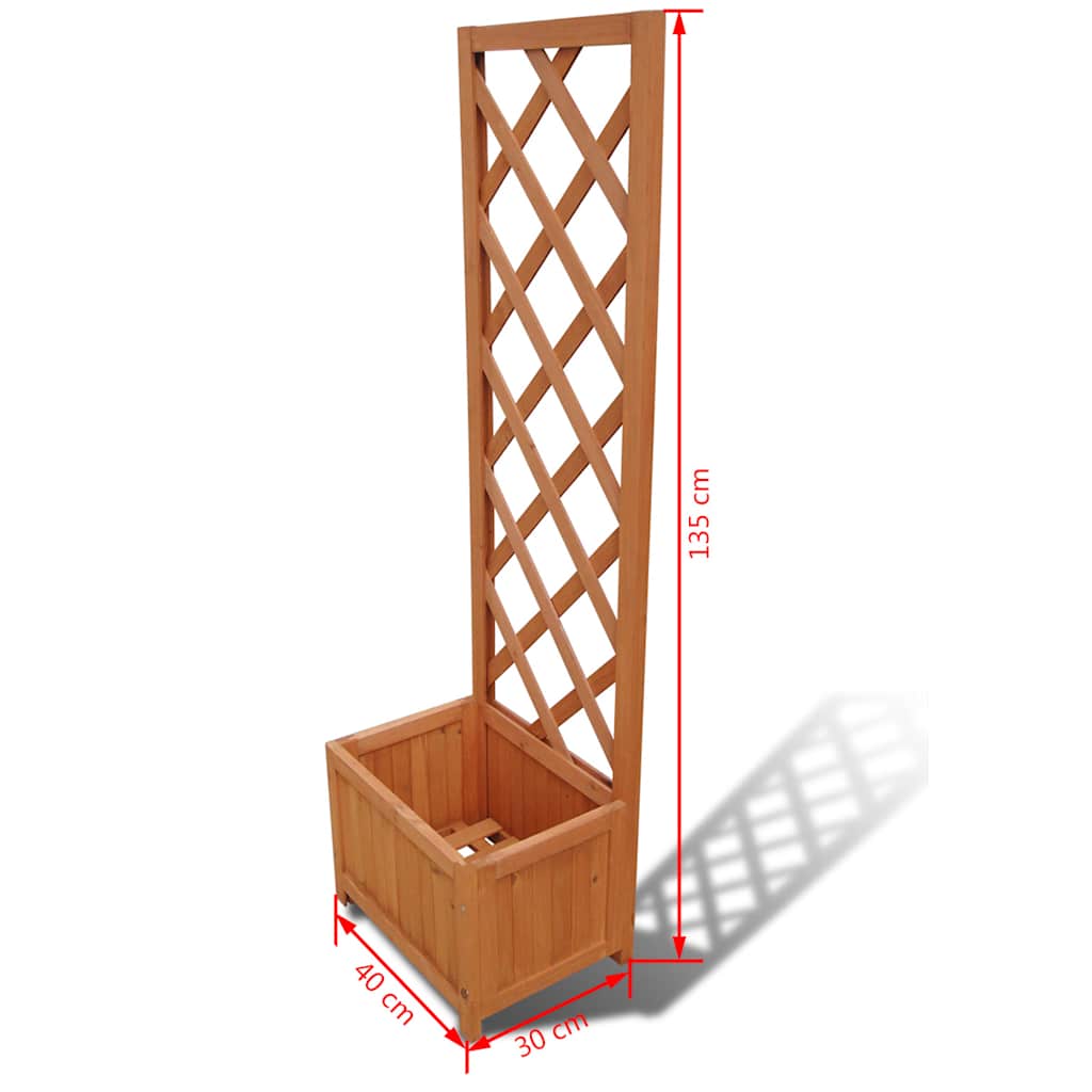 vidaXL Planter with Trellis 40x30x135 cm Solid Wood Fir
