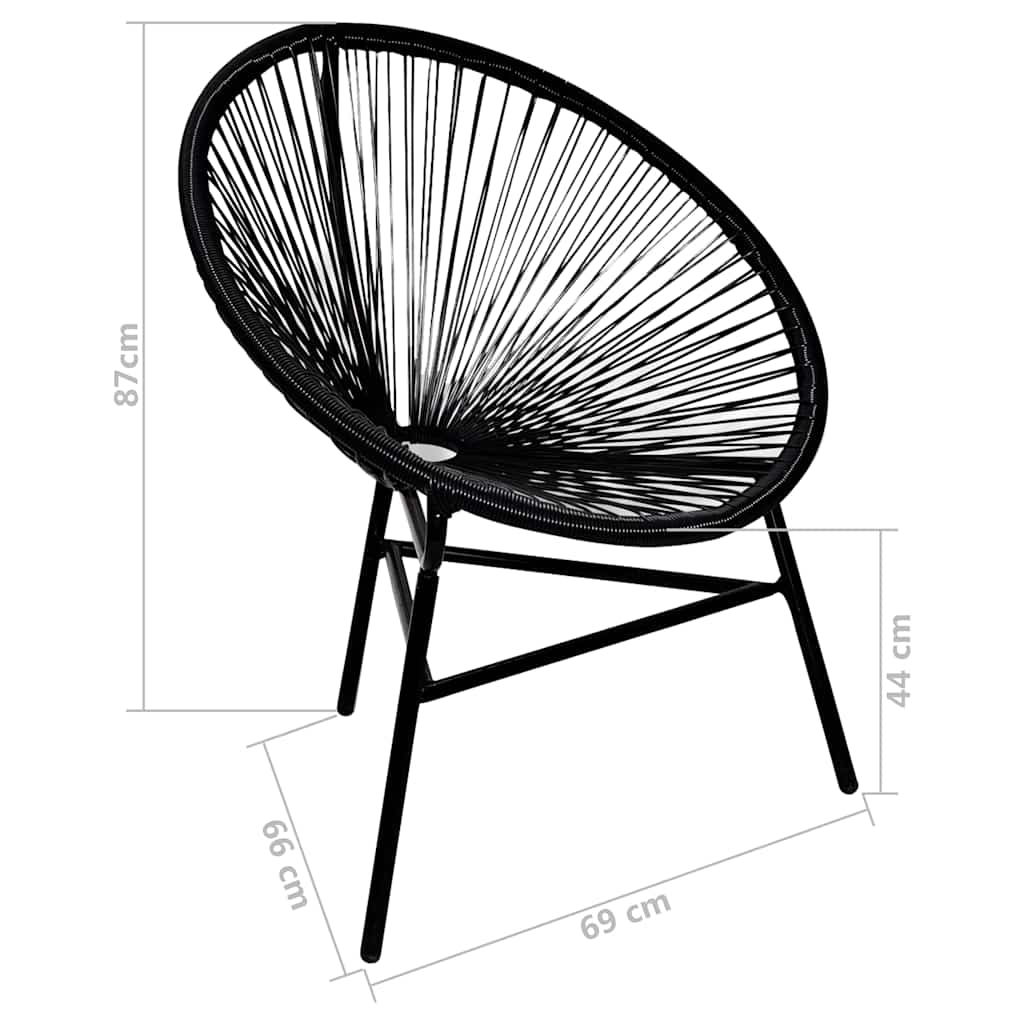 41383 vidaXL Garden Moon Chair Poly Rattan Black