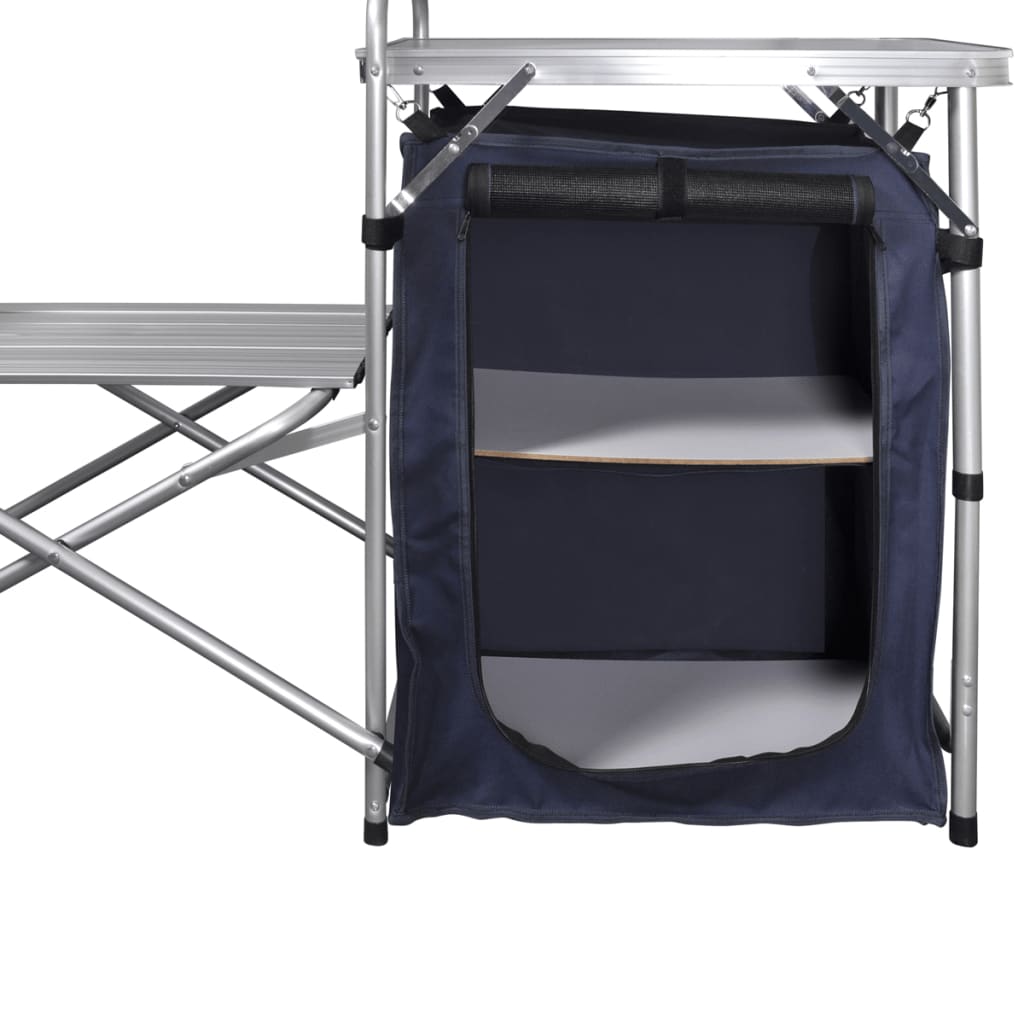 41330 Foldable Camping Kitchen Unit with Windshield Aluminium