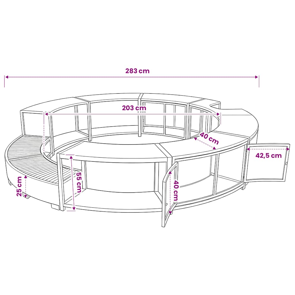 vidaXL Hot Tub Surround Black Poly Rattan