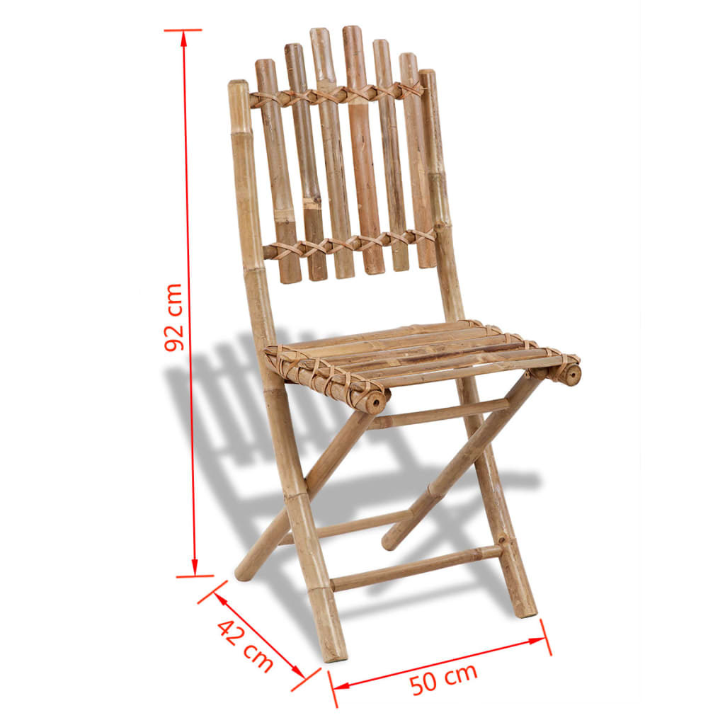 vidaXL Garden Chair | Set of 2 | Bamboo | Solid bamboo | Medium | Foldable