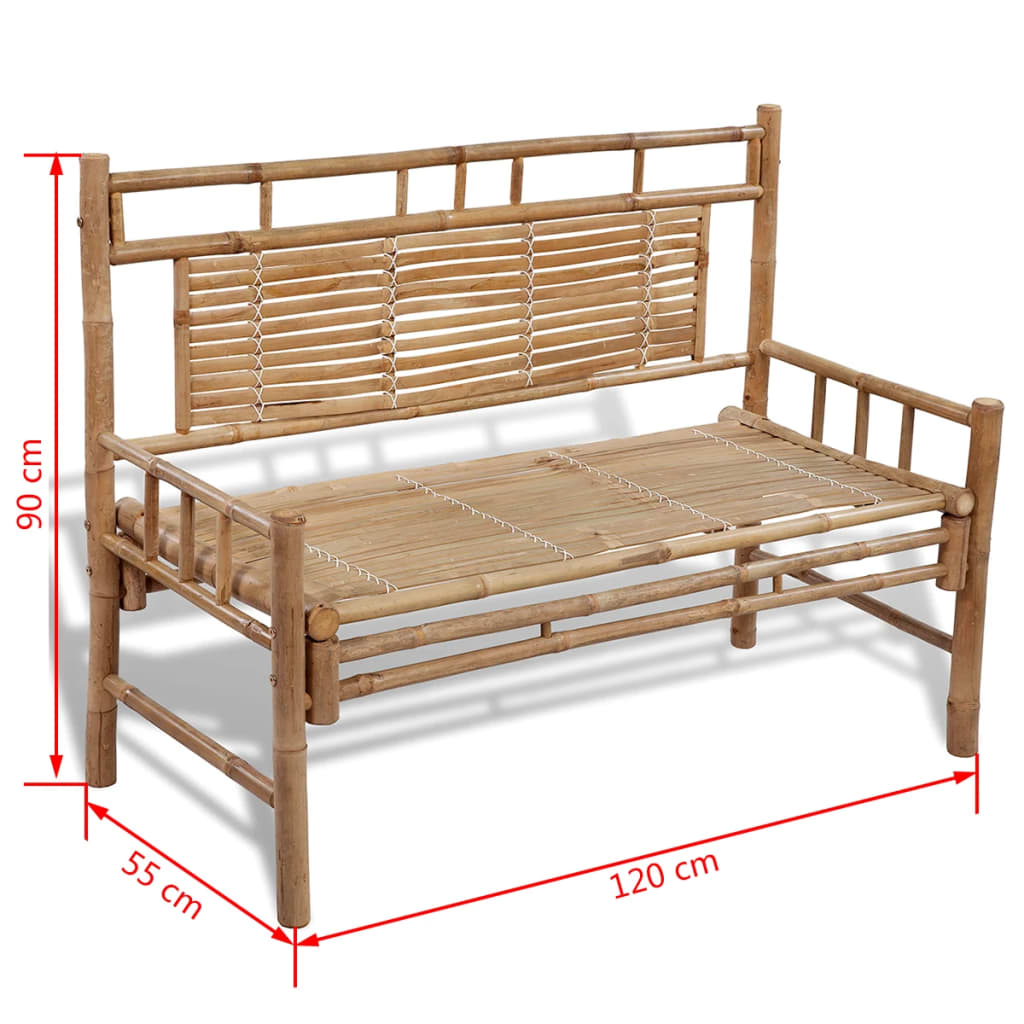 vidaXL Garden Bench | Natural Bamboo | 120 cm wide | Sturdy | Garden Bench