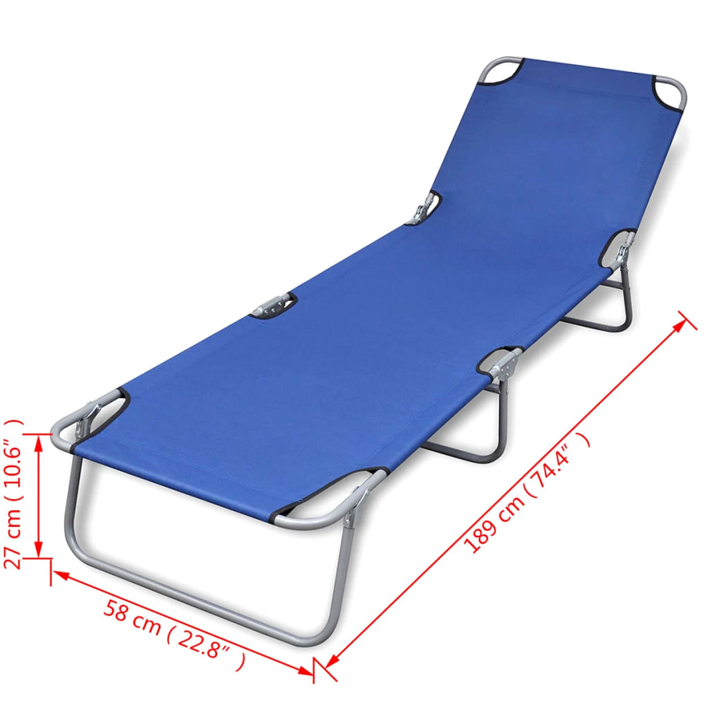 vidaXL Sun Lounger | Blue | Powder-coated Steel Frame, Polyester Fabric