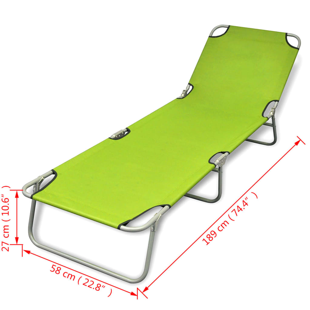 vidaXL Sun Lounger | Apple Green | Polyester | One Size | Foldable | Sun Lounger