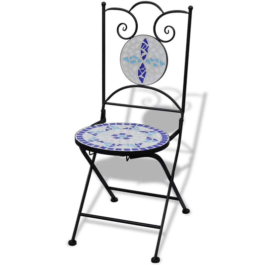 vidaXL Folding Chairs 2 pcs Ceramic Blue and White