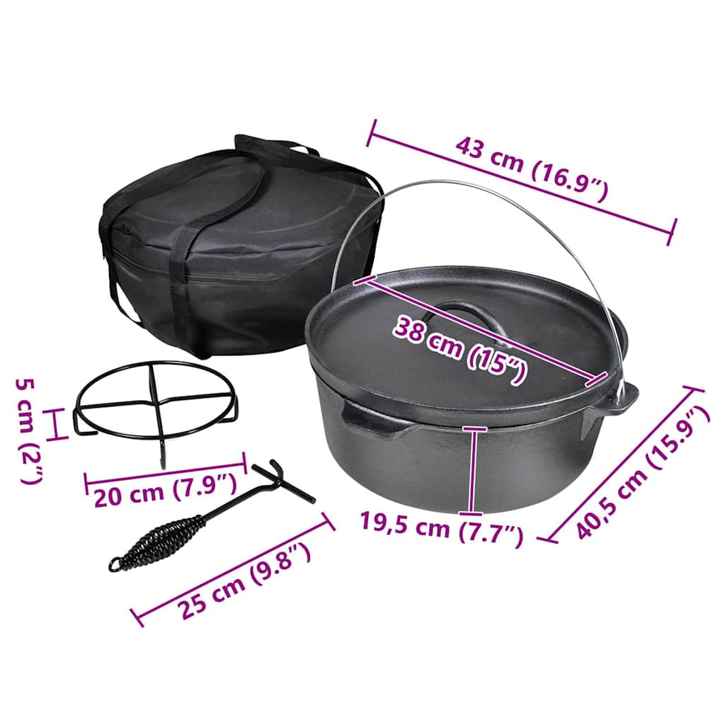 vidaXL Dutch Oven 11.3 L including Accessories