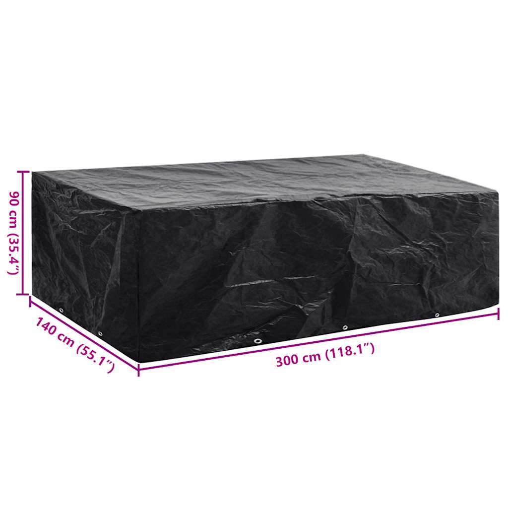 vidaXL Garden Furniture Cover 8 Person Poly Rattan Set 10 Eyelets 300x140cm