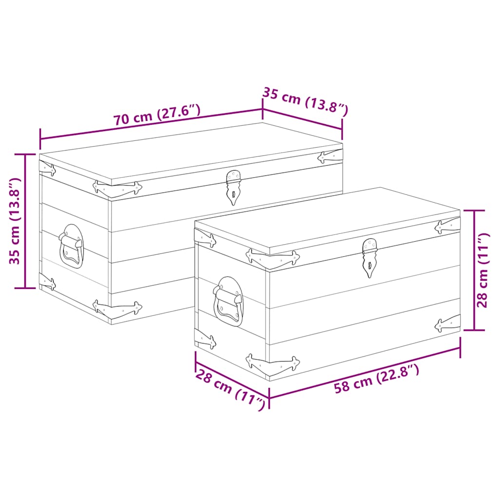 vidaXL Storage Chest Set 2 Pieces Rough Mango Wood